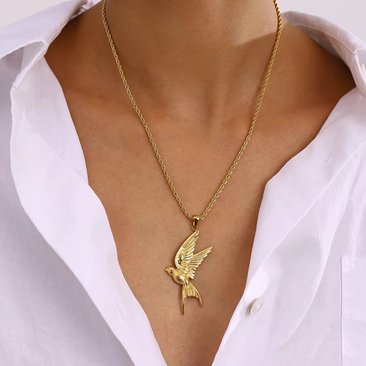 Bird Necklace - Waterproof, 18k Gold Plated