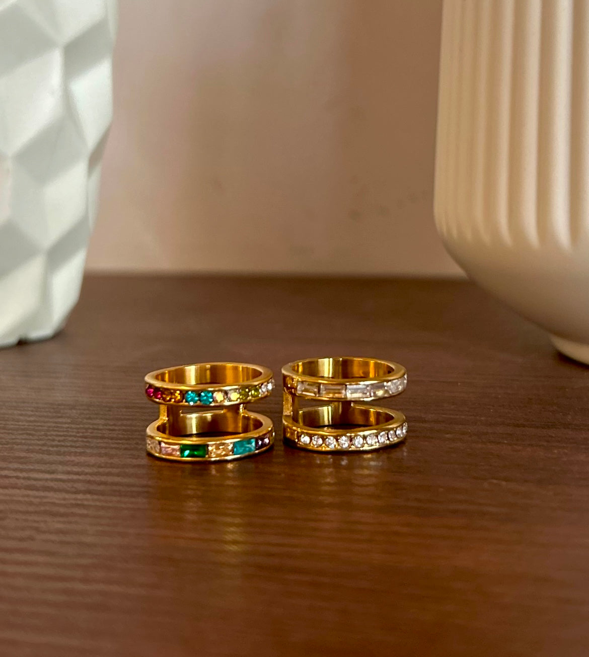 Dual Ring - Waterproof, 18k Gold Plated