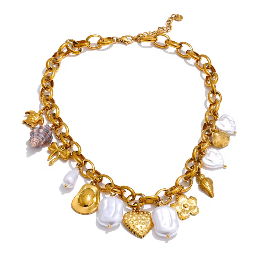 Seaside Charm Necklace - Waterproof, 18k Gold Plated