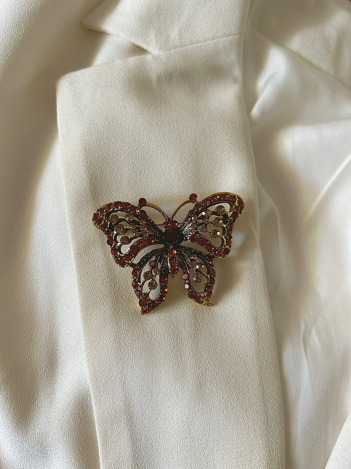 Brown Butterfly Studded Brooch