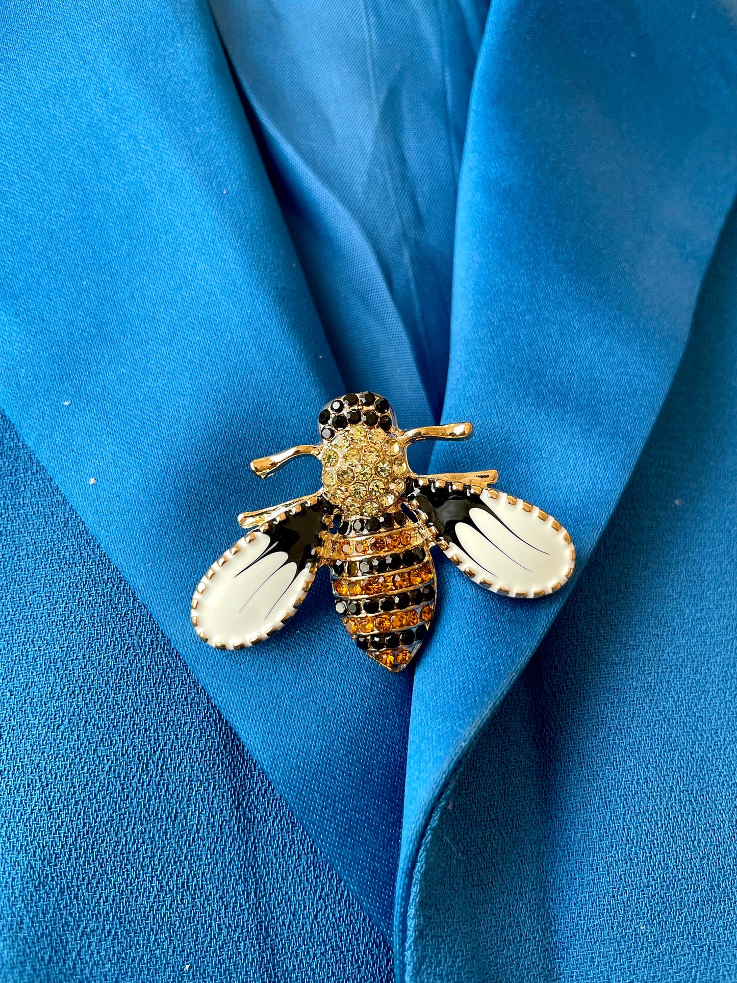 White Honeybee Studded Brooch