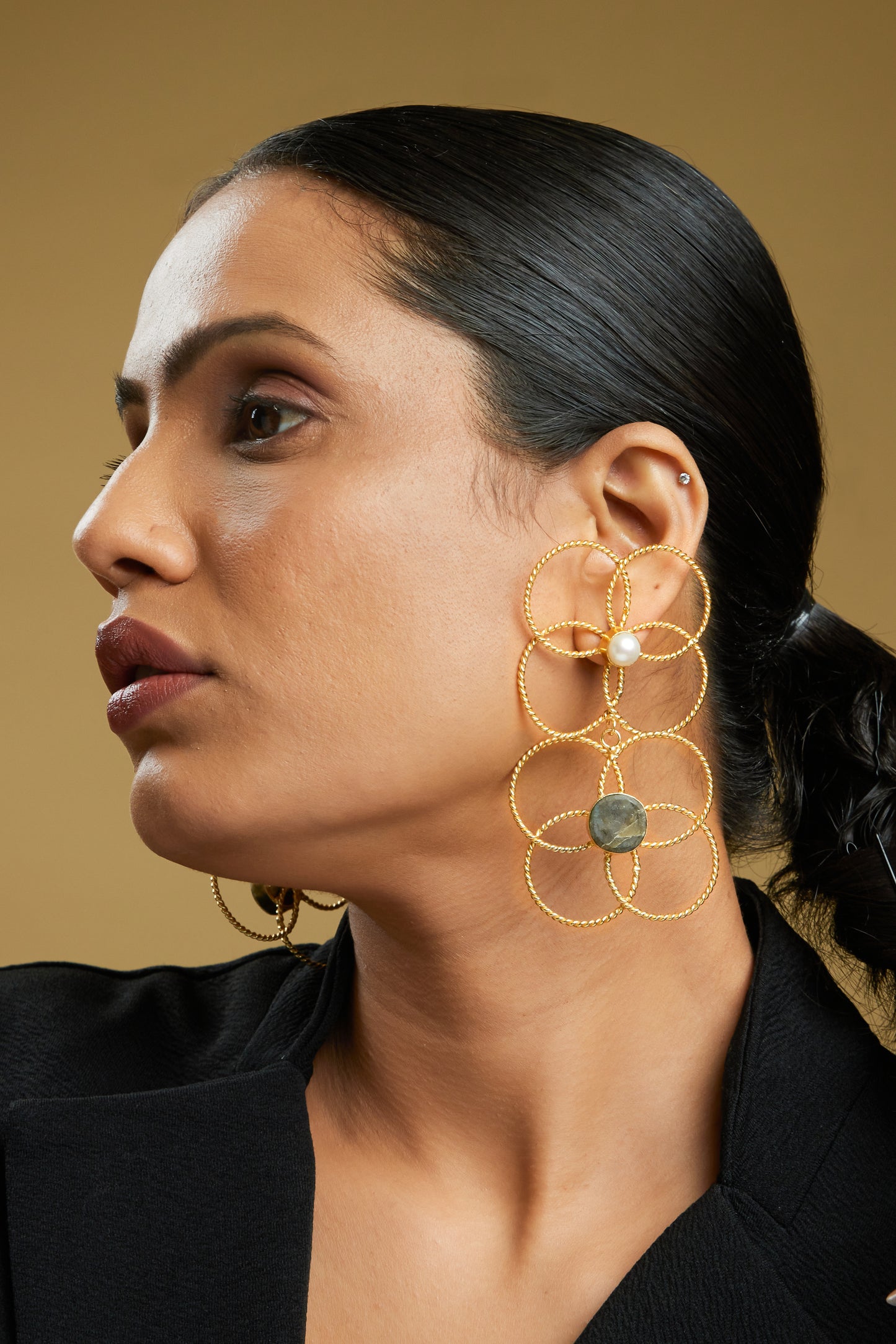 Jade Earrings - 18k Gold Plated, Anti Tarnish
