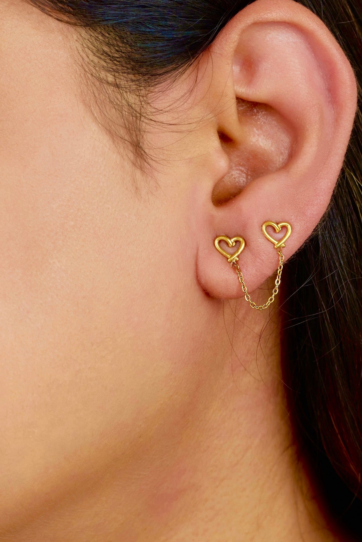String Ear Rings Heart String Earrings - Waterproof, 18k Gold Plated – AMOSSH