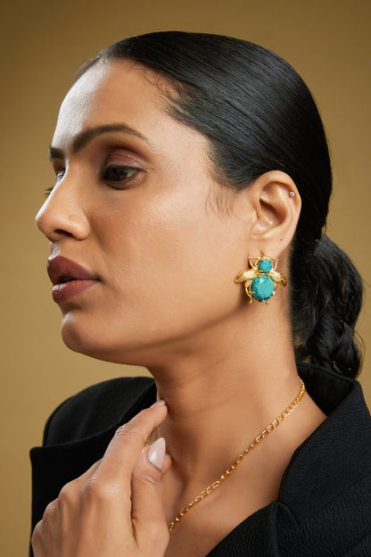 Aqua Bee Earrings - Anti Tarnish
