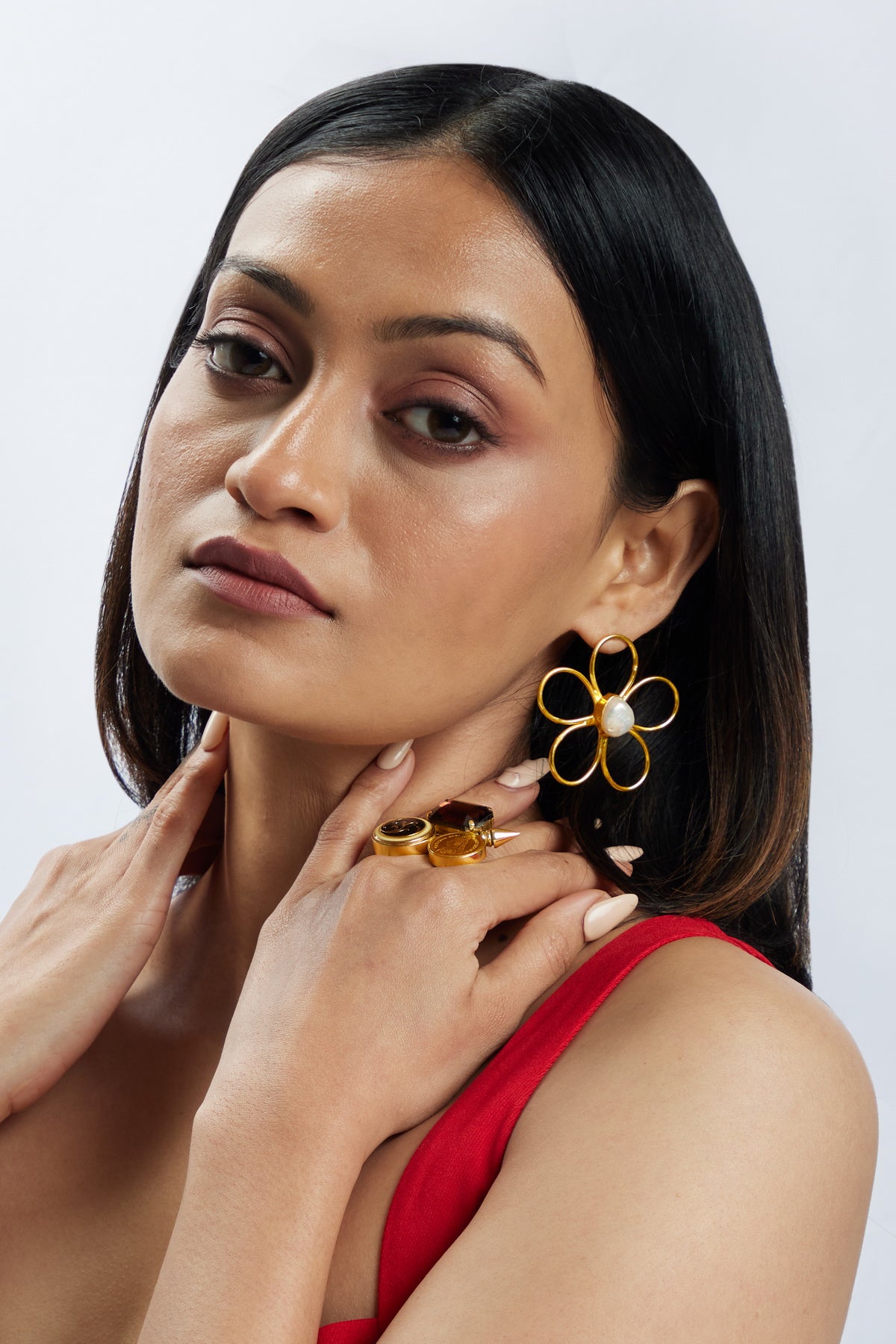 Flower Earrings - 18k Gold Plated, Anti Tarnish