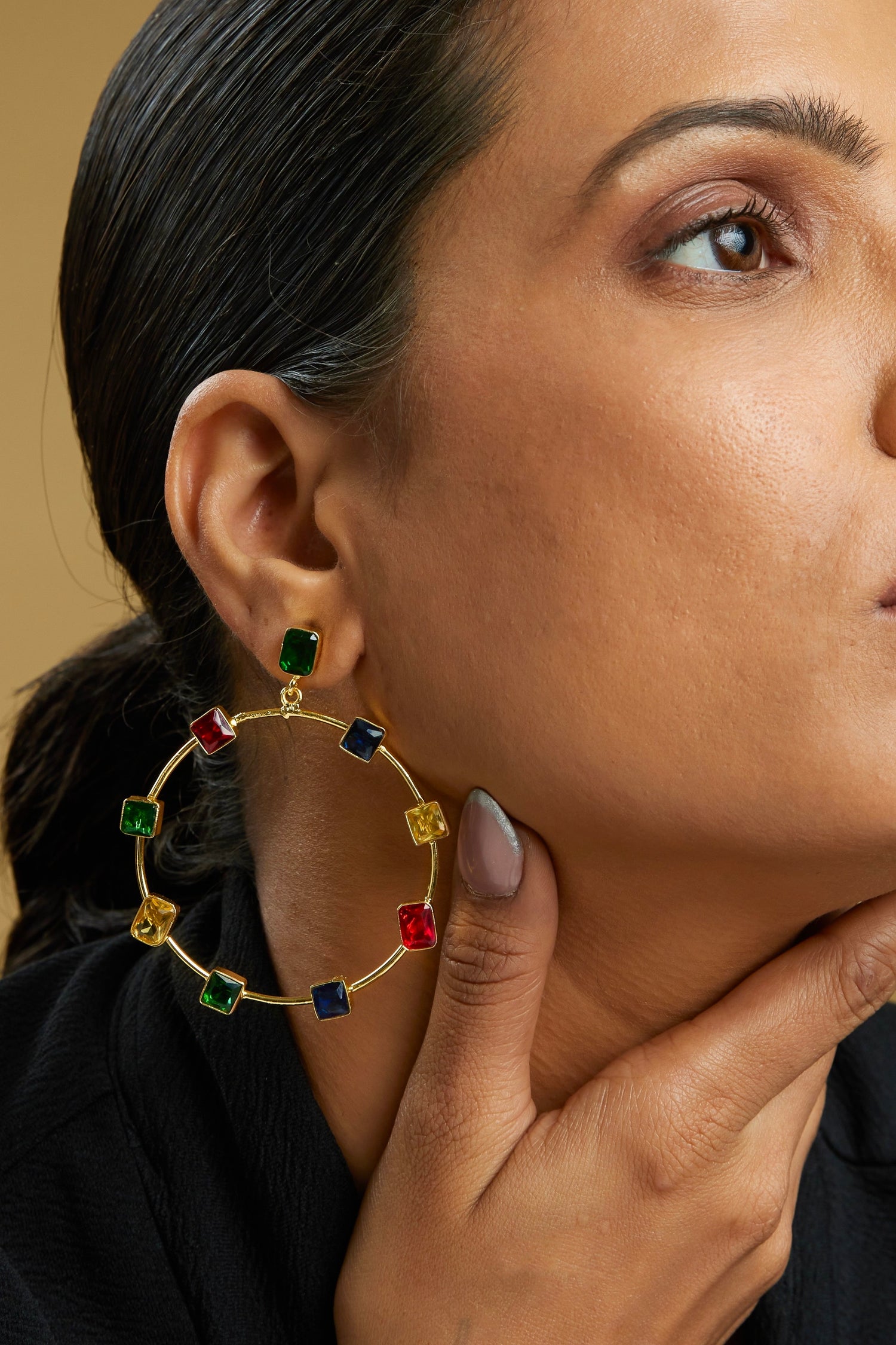 Pama Crystal Earrings - 18k Gold Plated, Anti Tarnish