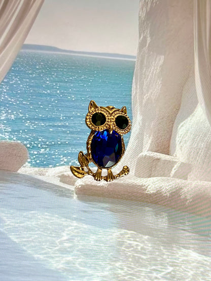 Blue Owl Studded Brooch