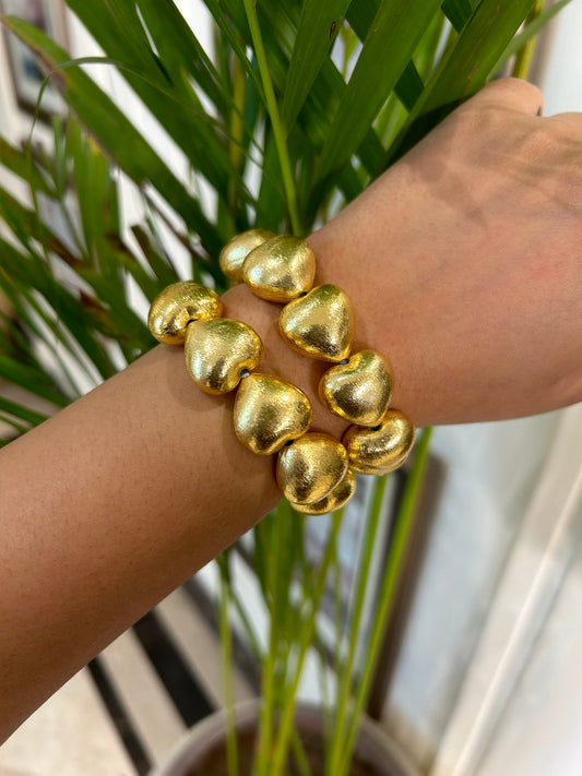 Mirage 18K Gold Plated Heart Bracelet Set (Set of 2)