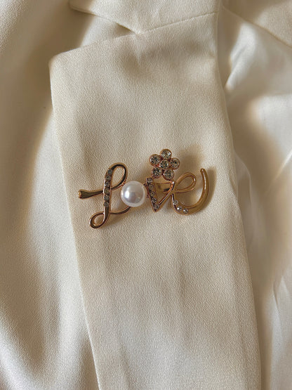 Love Pearl Pin Brooch