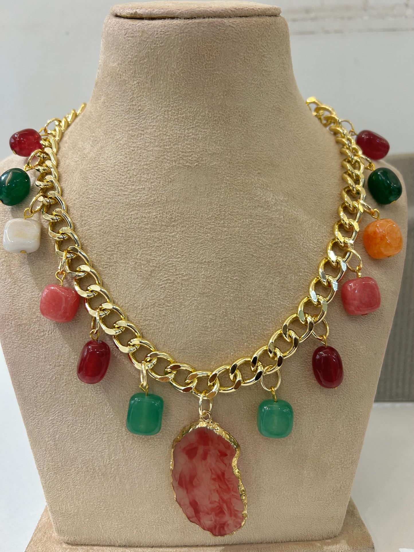 Celia Necklace - Semi Precious Beads, Anti Tarnish