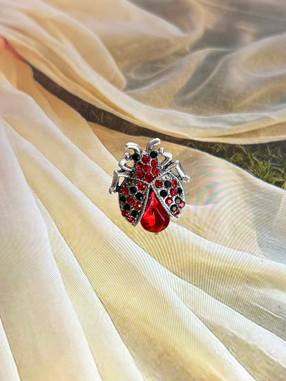 Silver Red Bug Brooch