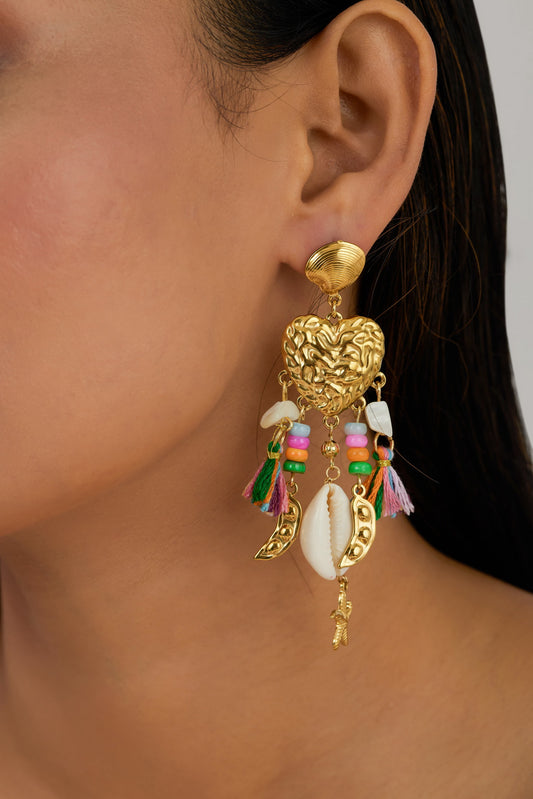 Boho Seashell Dangle Earrings - Waterproof, 18k Gold Plated