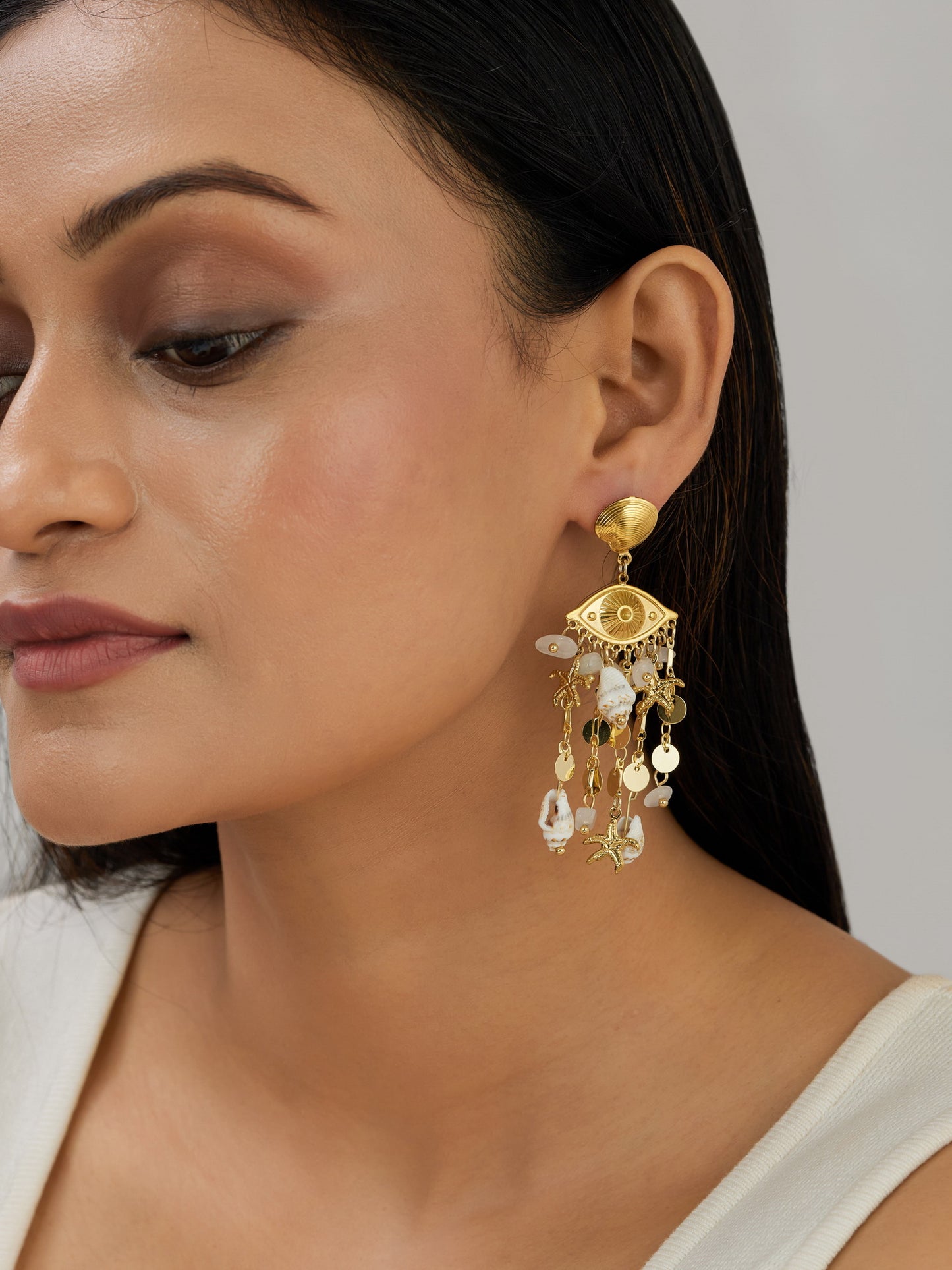 Ocean Eye Dangle Earrings - Waterproof, 18k Gold Plated