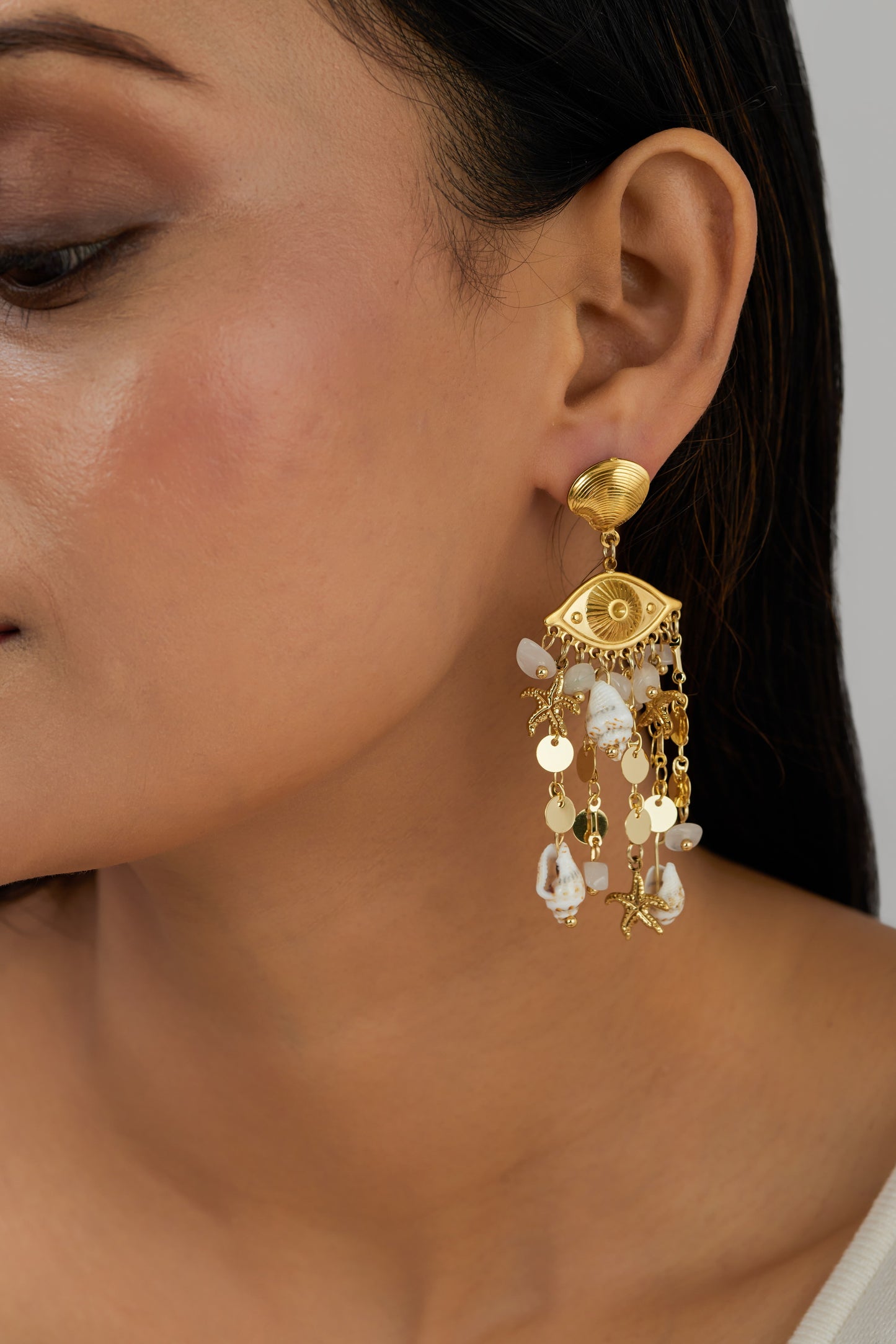 Ocean Eye Dangle Earrings - Waterproof, 18k Gold Plated