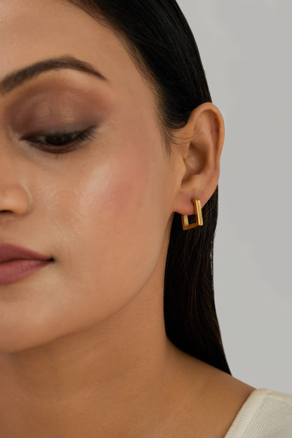 Day Squa Hoops - Waterproof, 18k Gold Plated