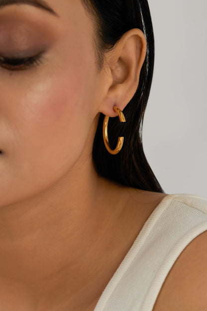 Ova Hoops - Waterproof, 18k Gold Plated