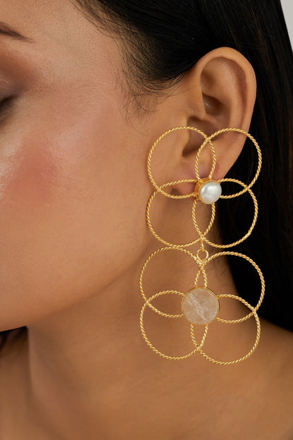Jade Earrings - 18k Gold Plated, Anti Tarnish
