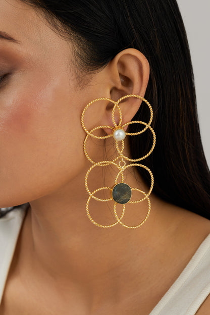 Jade Earrings - 18k Gold Plated, Anti Tarnish