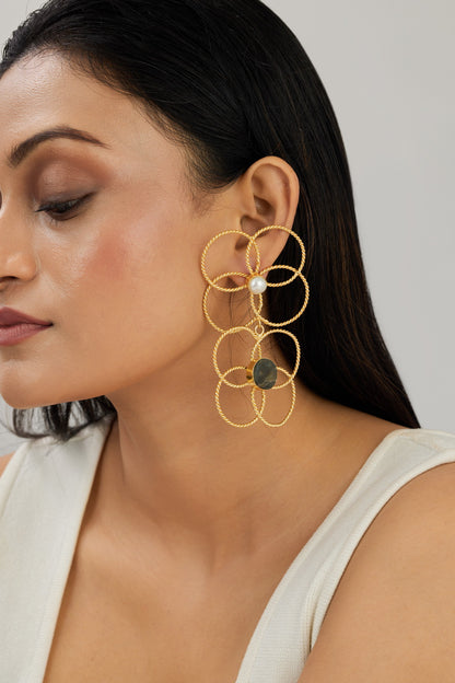 Jade Earrings - 18k Gold Plated, Anti Tarnish