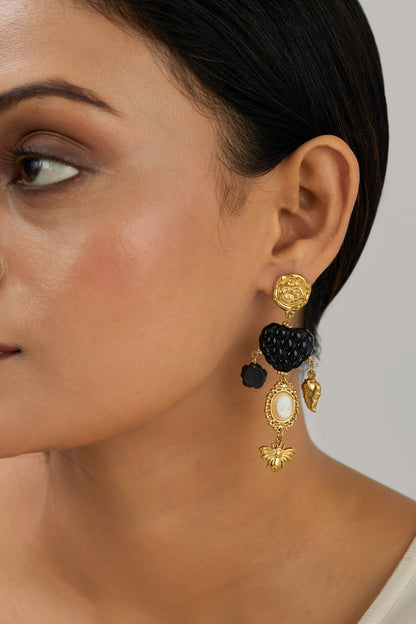 Golden Rose Cameo Earrings - Waterproof, 18k Gold Plated