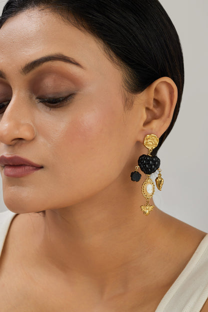 Golden Rose Cameo Earrings - Waterproof, 18k Gold Plated