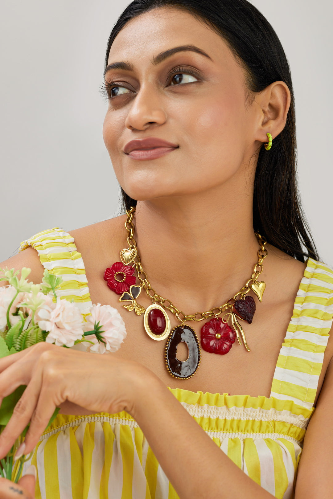 Flora Bow Red Necklace - Waterproof, 18k Gold Plated