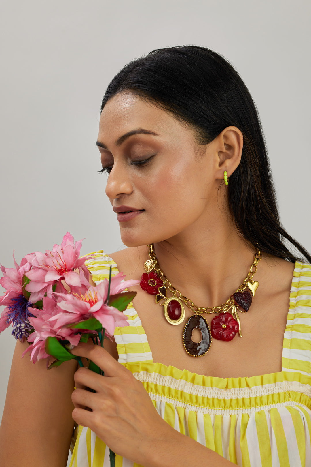 Flora Bow Red Necklace - Waterproof, 18k Gold Plated