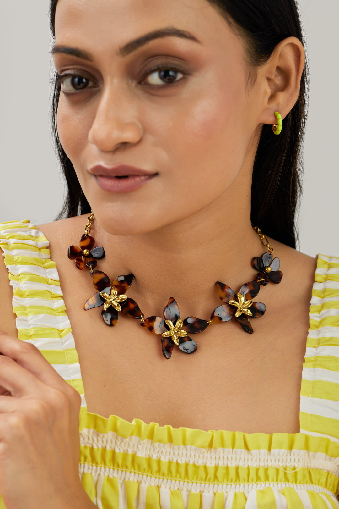 Acetate Petal Necklace - Waterproof, 18k Gold Plated