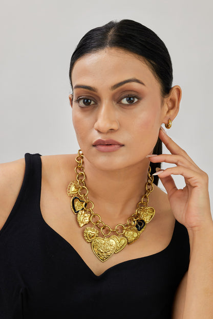 Tia Vintage Multi Heart Necklace - Waterproof, 18k Gold Plated