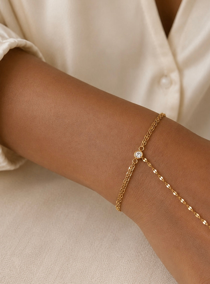 Jenny Handchain/Bracelet - Waterproof, 18k Gold Plated