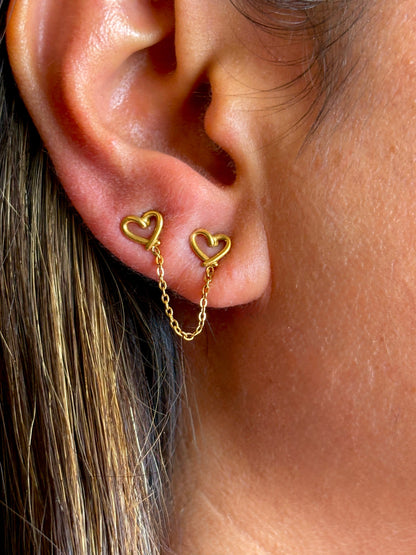 Heart String Earrings - Waterproof, 18k Gold Plated