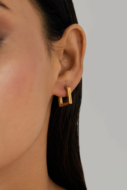 Day Squa Hoops - Waterproof, 18k Gold Plated