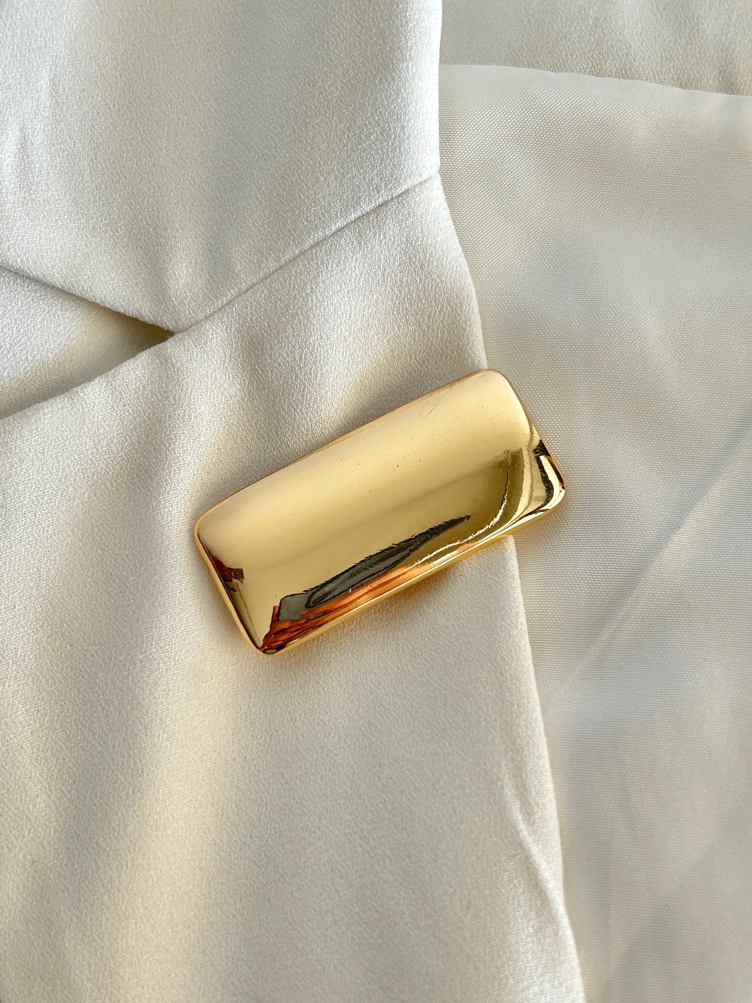 Rectangle Block Statement Gold Brooch