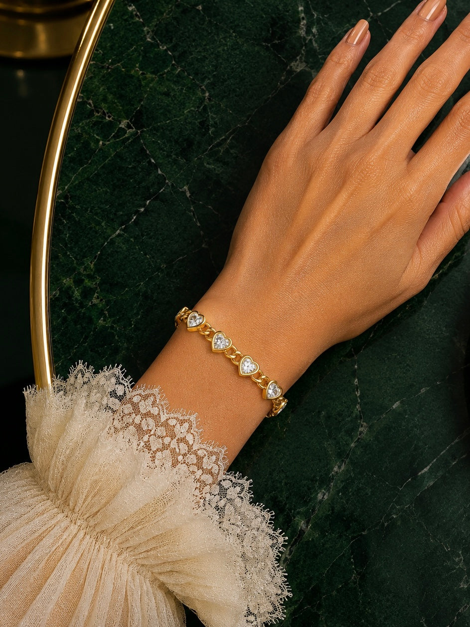 Zara Gold Heart-Cut Chain Link Bracelet
