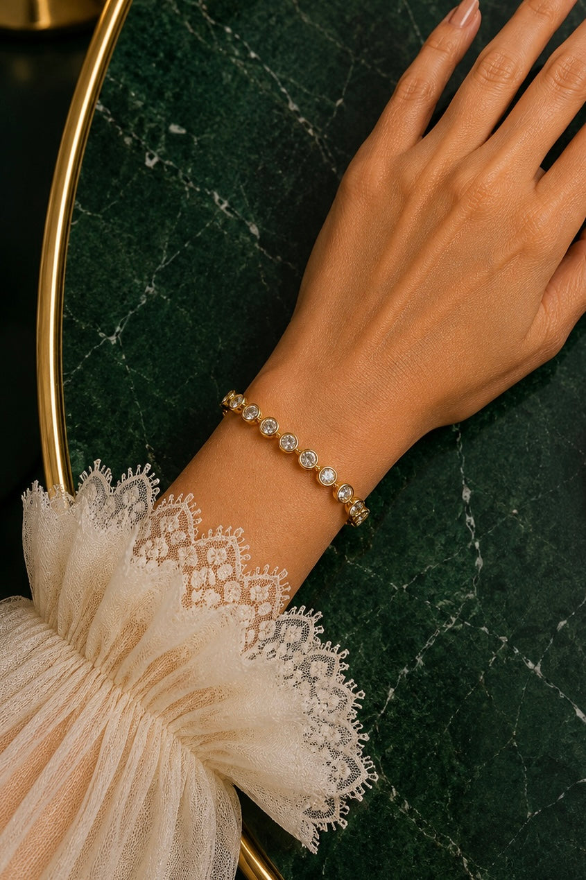 Sophie Gold Round Bezel-Set Tennis Bracelet
