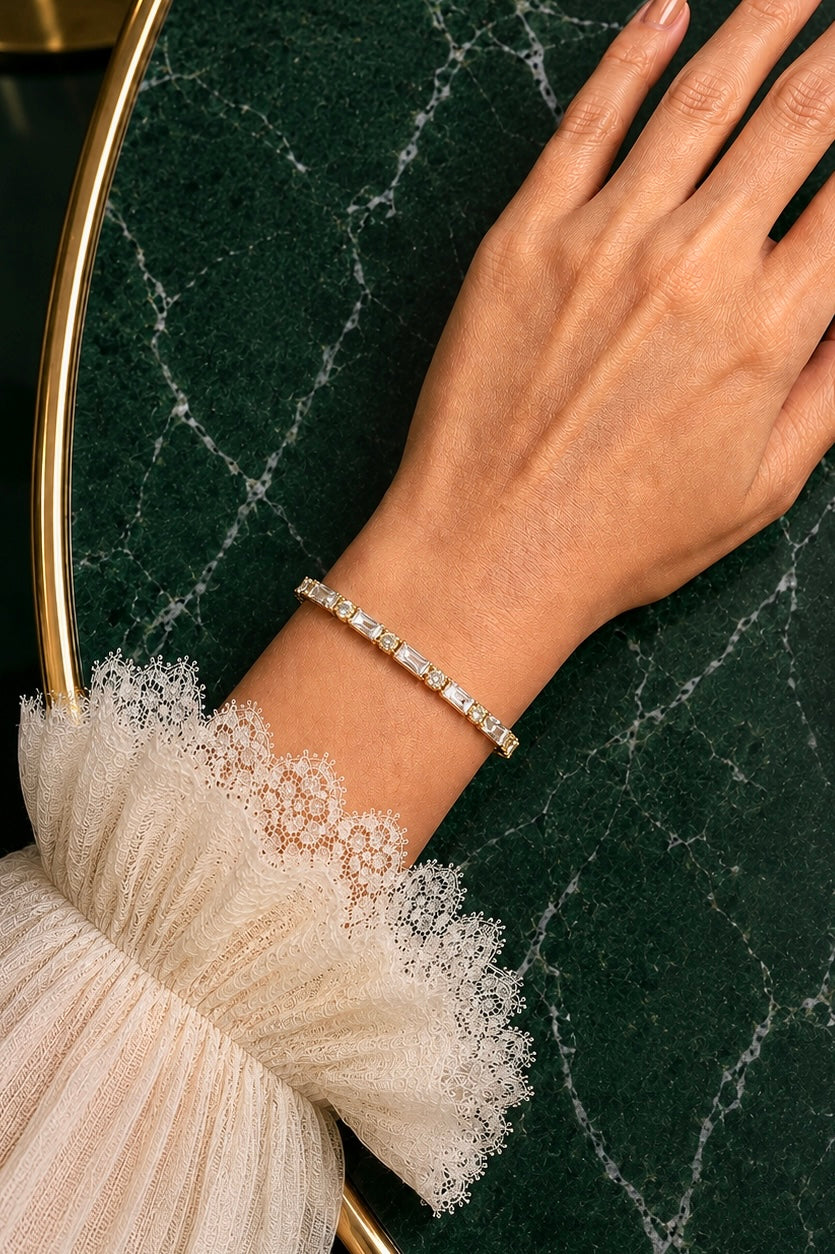 Alma Baguette and Round Stone Tennis Bracelet