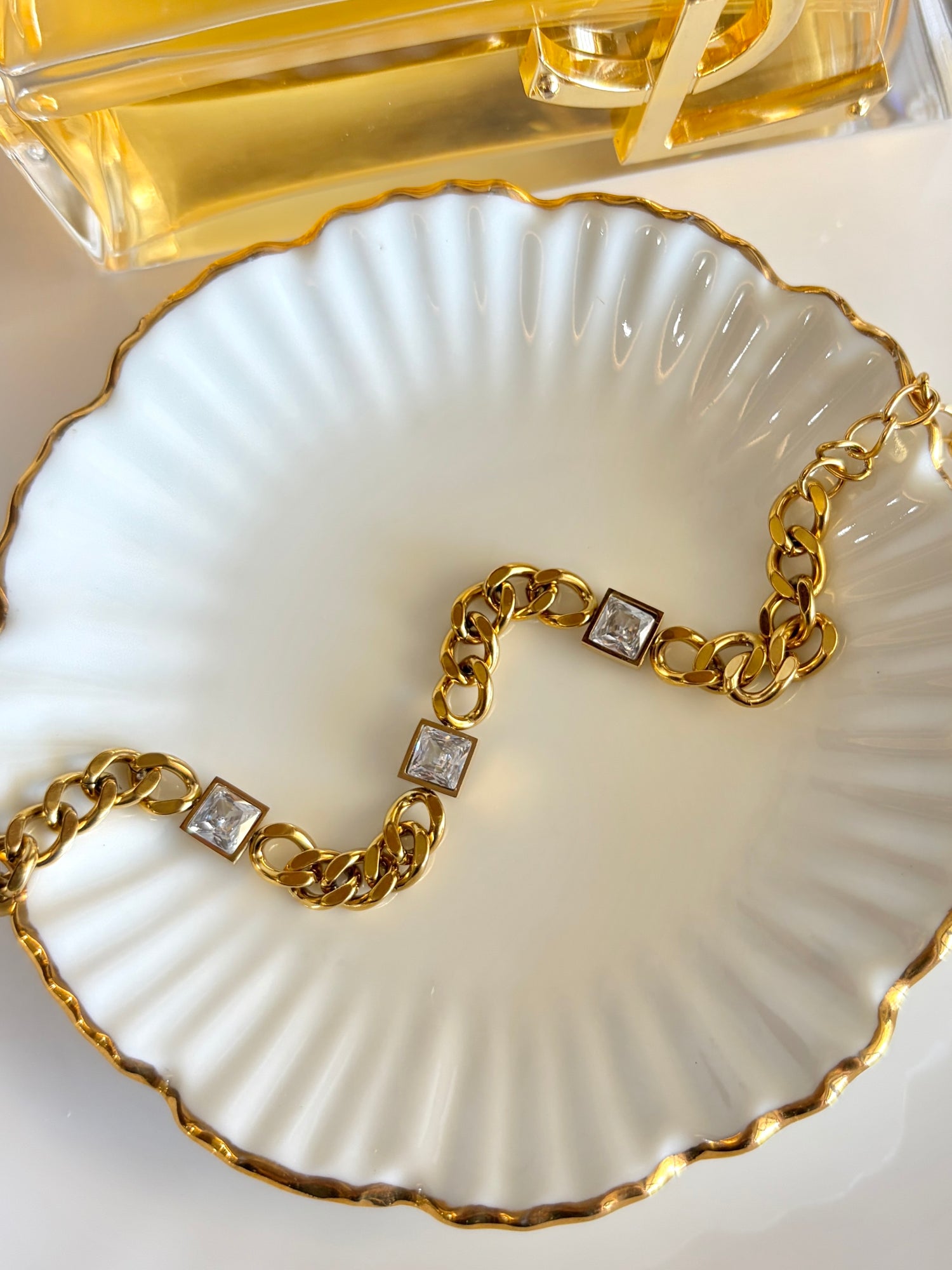 Blair Princess Cut Chain Link with Square Bezel Stones Bracelet