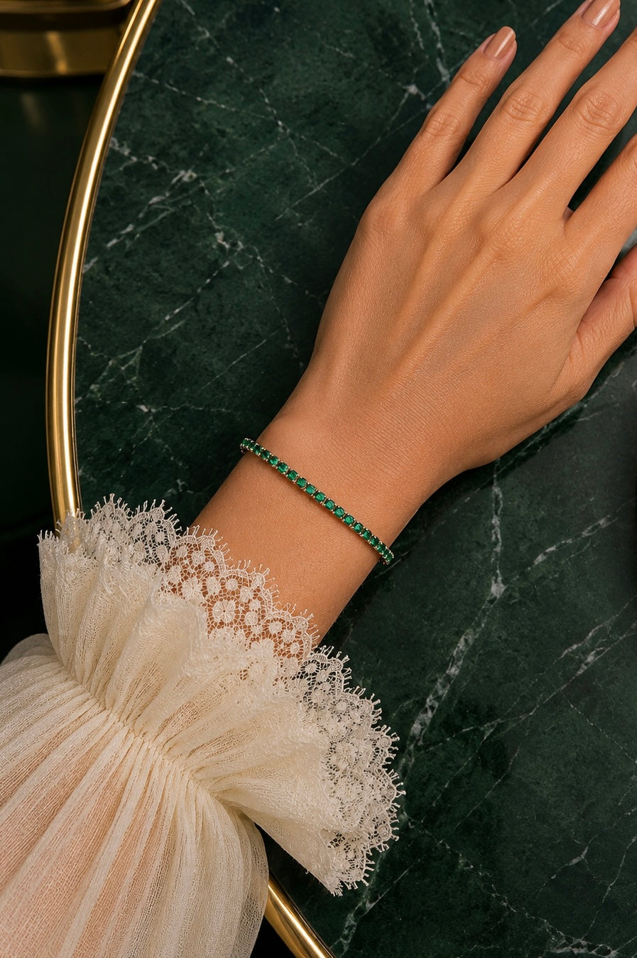 Millie Emerald Green Round Tennis Bracelet