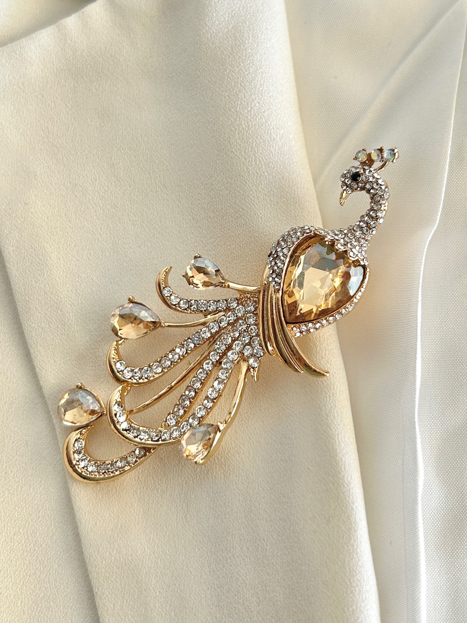 Indian Peacock Gold Studded Traditional Brooch