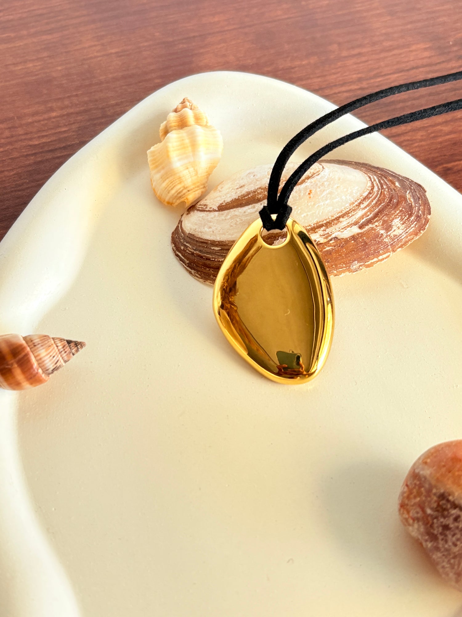 Black Thread Necklace - Waterproof, 18k Gold Plated