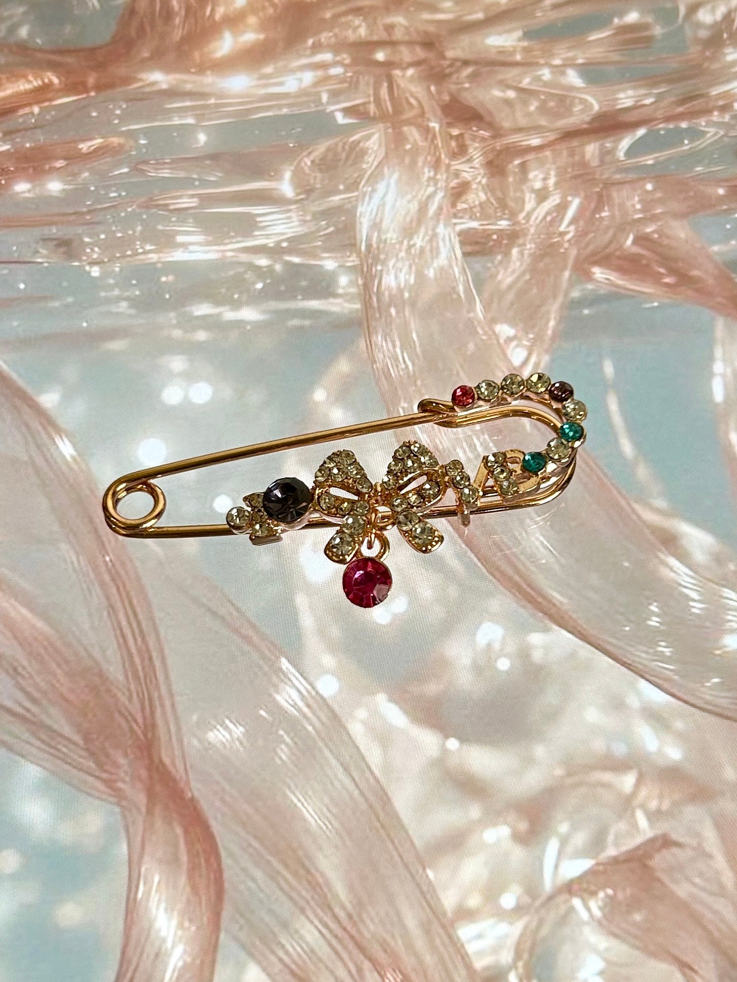 Safety Pin Bow Brooch