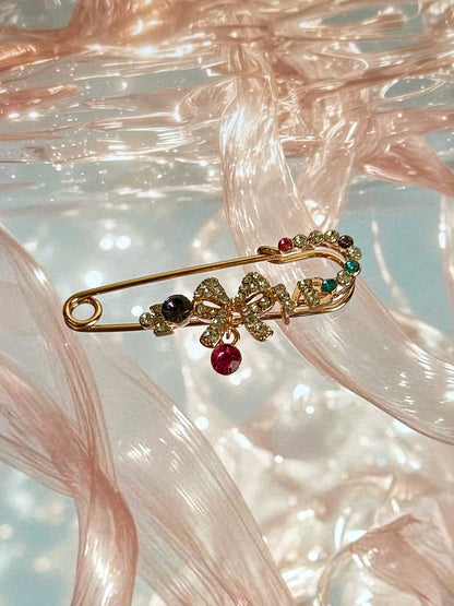 Safety Pin Bow Brooch