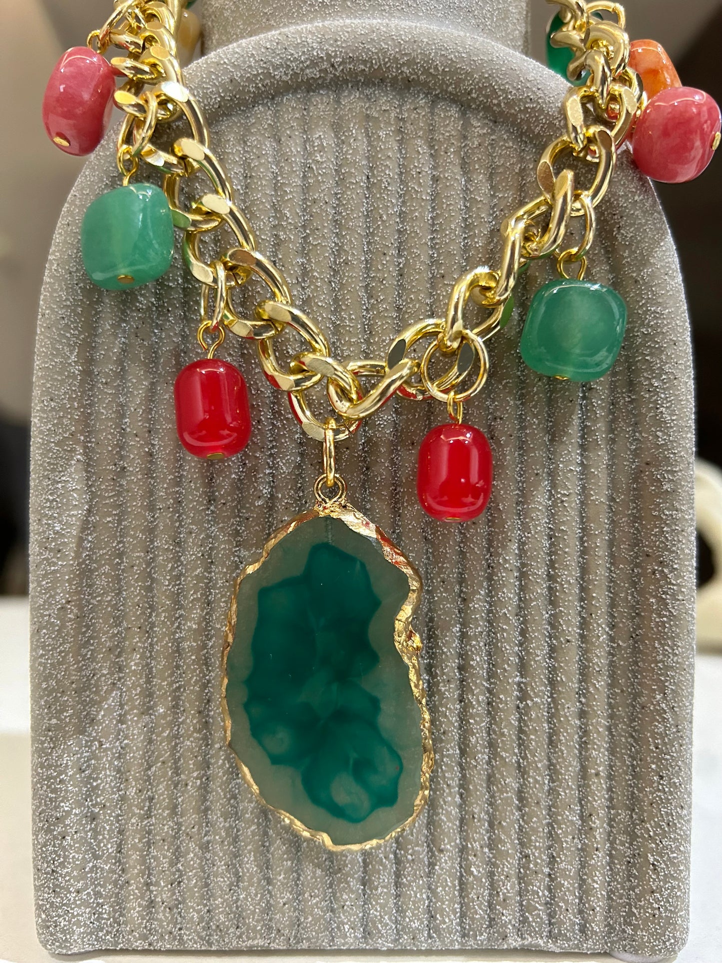 Celia Necklace - Semi Precious Beads, Anti Tarnish