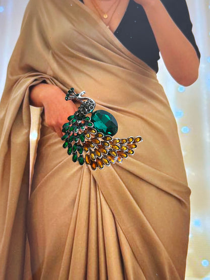 Peacock Studded Brooch