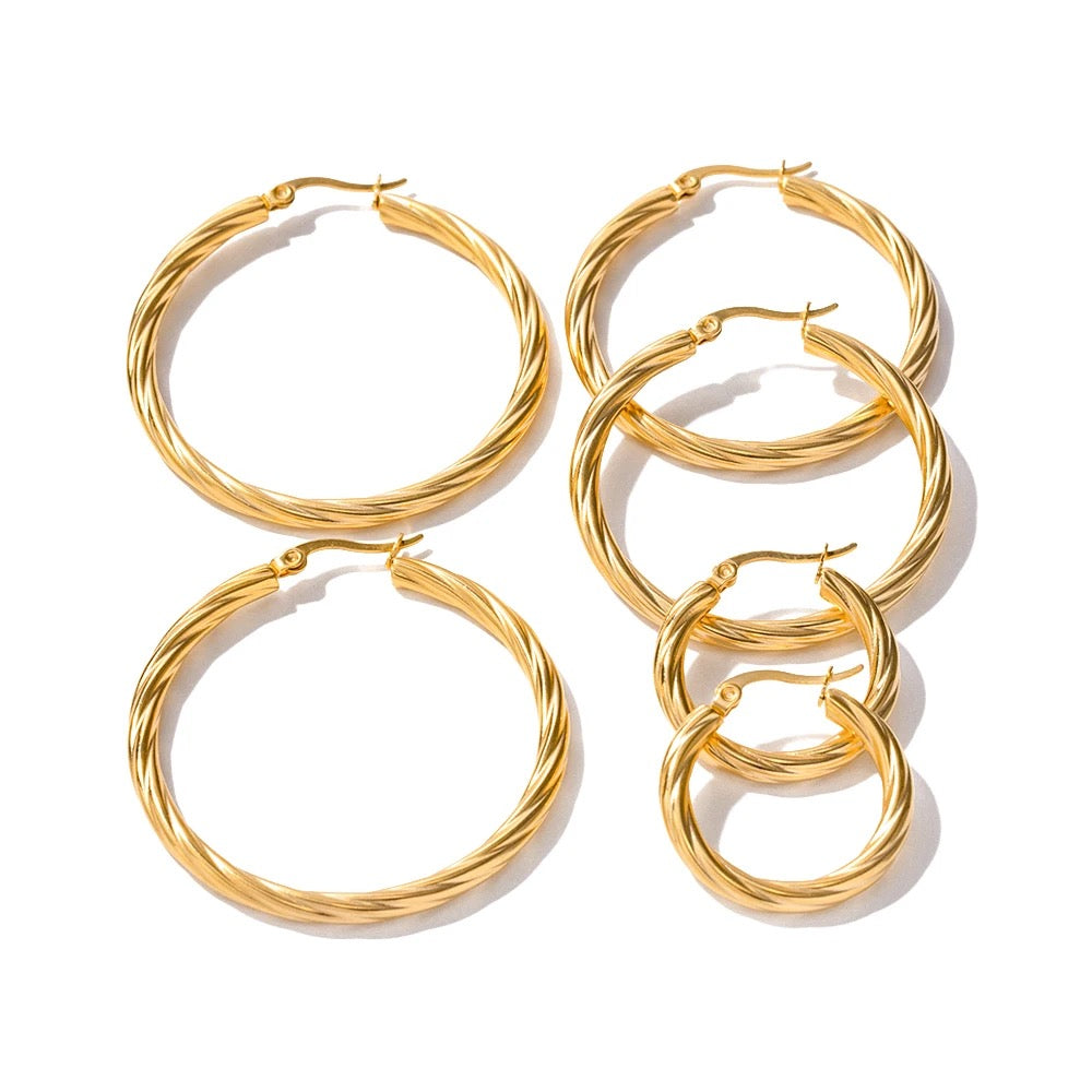 Rihana Hoops - Waterproof, 18k Gold Plated