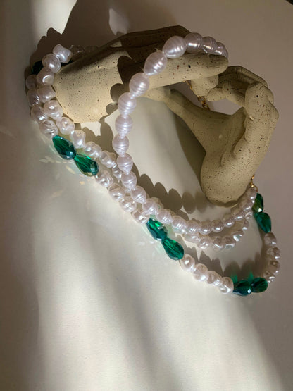 Parian Necklace - Semi Precious Beads, Freshwater Pearls