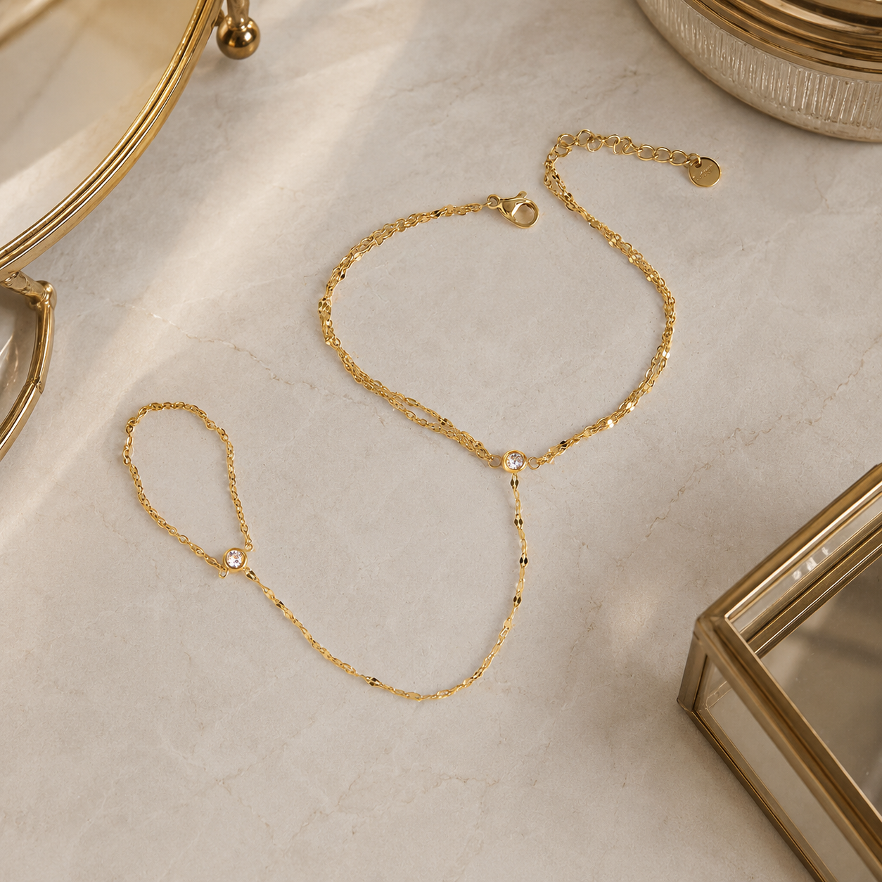 Jenny Handchain/Bracelet - Waterproof, 18k Gold Plated