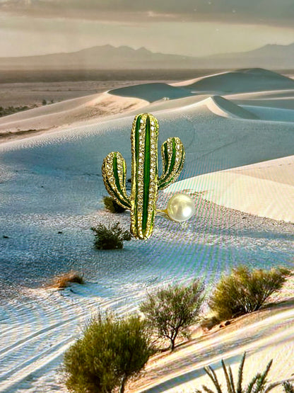 Desert Cactus Pearly Brooch
