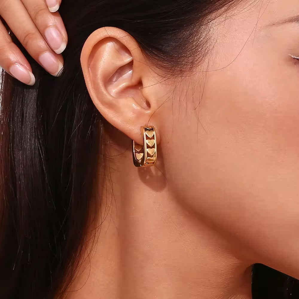 Lovy Hoops - Waterproof, 18k Gold Plated