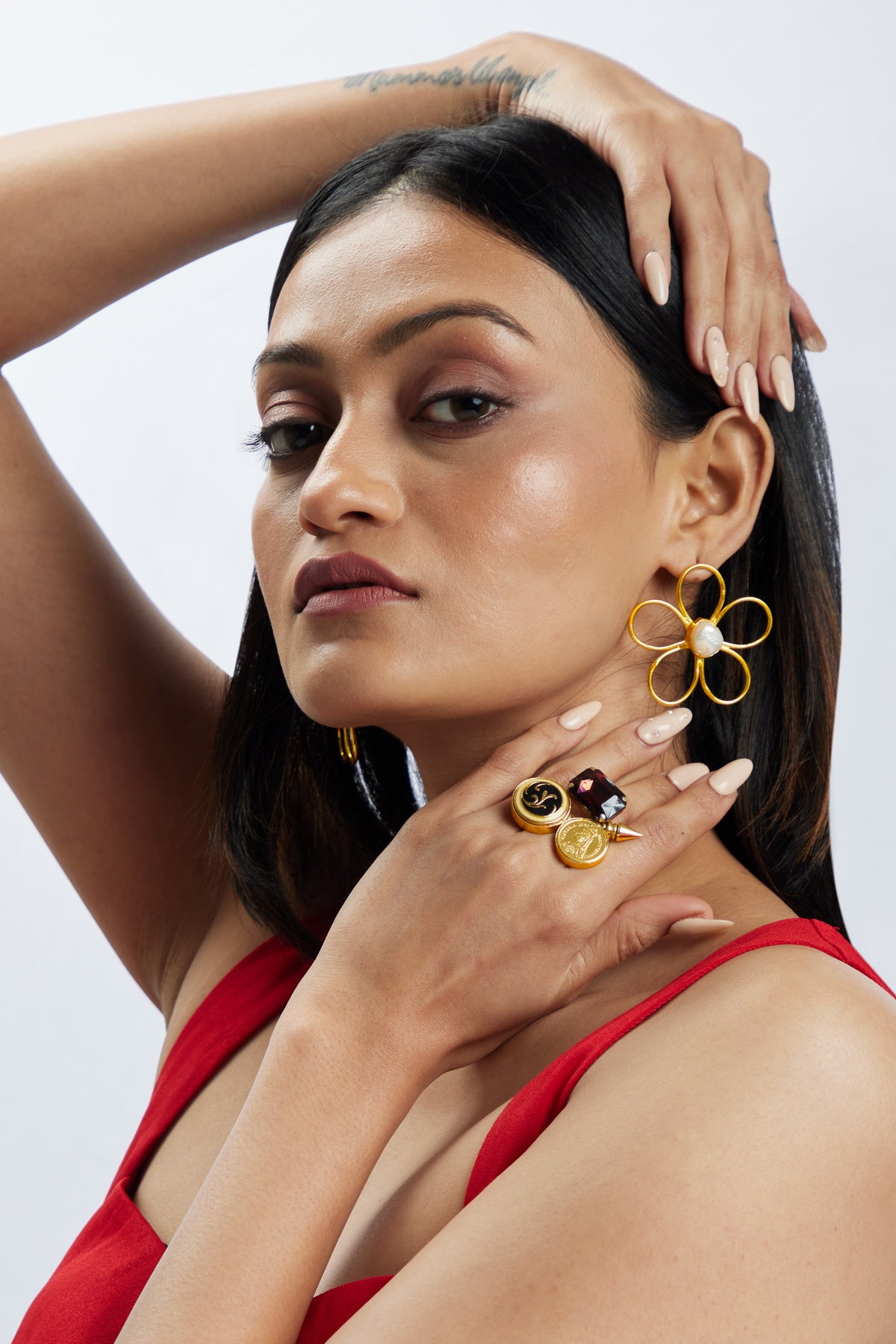 Flower Earrings - 18k Gold Plated, Anti Tarnish